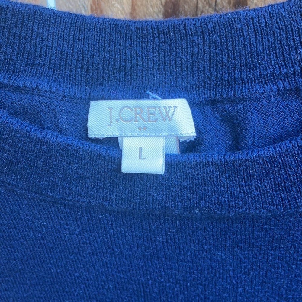 J. Crew Sweater, Navy with Red Anchor Design, Size L. - Picture 2 of 4